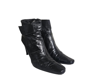 Black Pointed Toe Ankle Exotic Stiletto Boots Size 8 J Renee