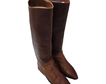 vintage Charles David bottes d'équitation en cuir marron/taille 7 bottes hauteur genou