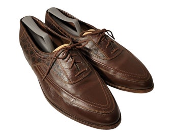 Sz 10.5 Vintage Oxfords/Men's Lace Up Dress Shoes/Genuine Leather/1980s Wingtips