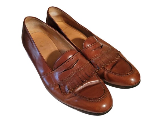 Polo Ralph Lauren Leather Penny Loafers with Frin… - image 1