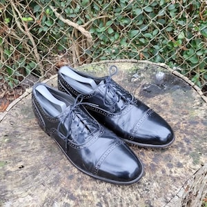 Men&#39;s Vintage Dress Shoes by Jarman International/ Genuine Leather Oxford Lace Up Shoes/80s Vintage