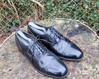 Vintage Jarman Black Leather Oxford Dress Shoes - Men's Size 10.5M