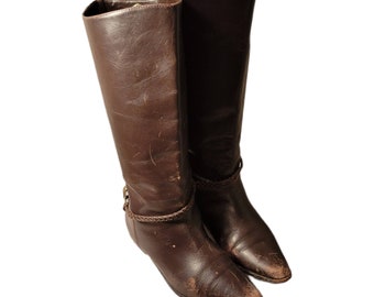Vintage Seychelles Celestial Riding Boot/Brown Western Style Pull On Boots 80s Vintage/Boho Country/Rockabilly