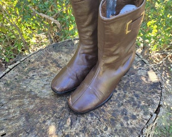 Bottes Mi-Mollet DUNE En Cuir Marron – Taille UK 4 / EU 37 – Fermeture Zippée – Très Bon État Occasion