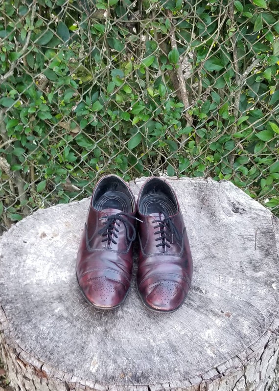 Sz 9 Vintage Oxford Shoes/ Genuine Leather Wingti… - image 9