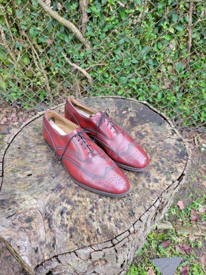 Johnston and Murphy Mens 11.5M Burgundy Leather Lace Wingtip Dress Shoes Oxford Johnston & Murphy Limited Vintage Mens Size 10 C Burgundy  main image 3