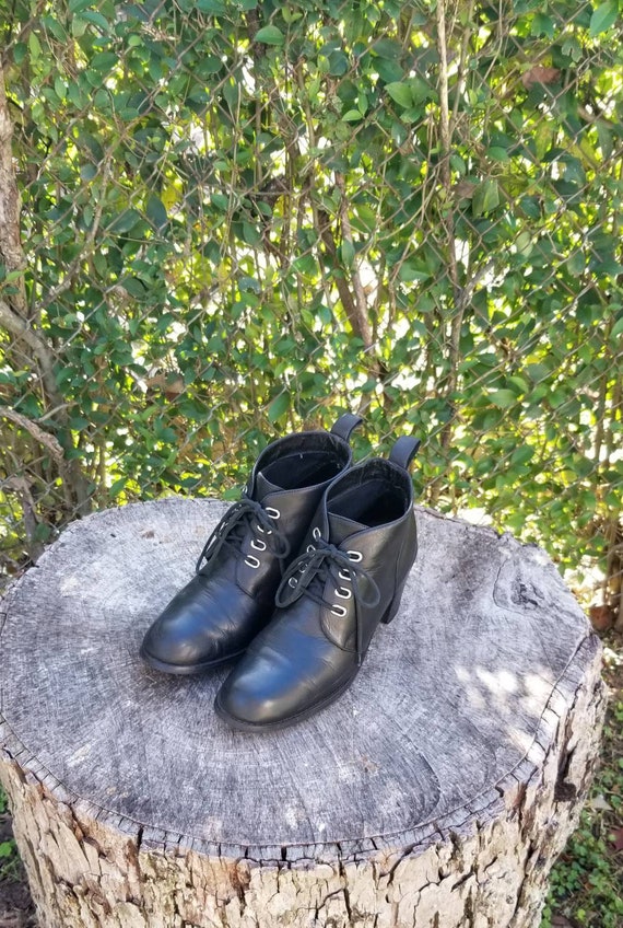 Sz 9 Vintage Ankle Boots/Genuine Leather Granny Bo