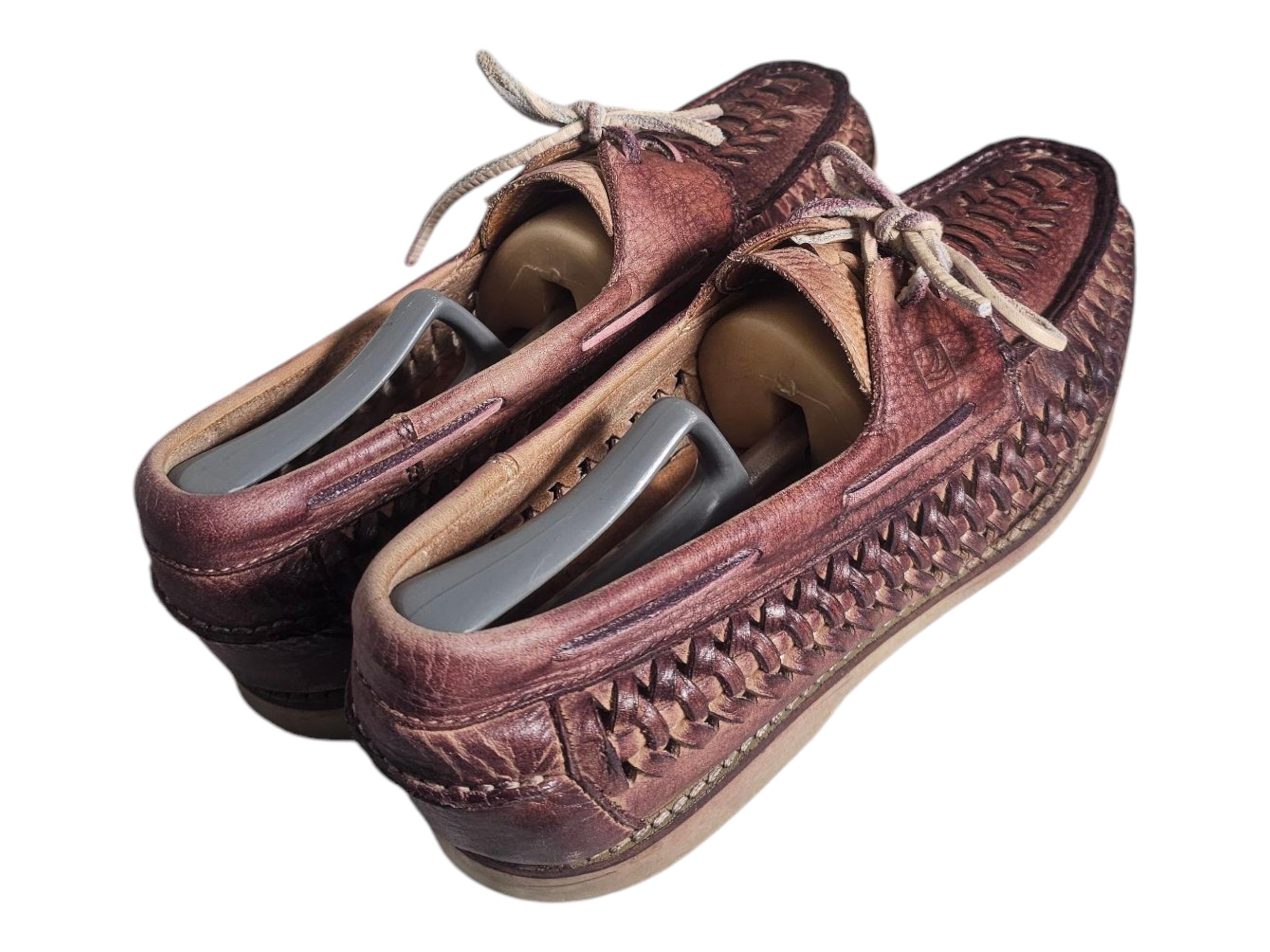 Sperry Top Sider Woven Leather Loafers Brown Slip On Mens 8M Sperry Topsider Brown Men main image 4