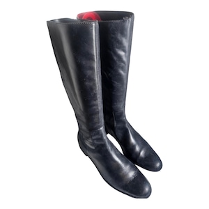 Talbots Tall Black Genuine Leather Riding Boots 7B Made in Brazil