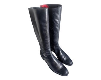 Talbots Tall zwarte rijlaarzen van echt leer 7B Made in Brazil