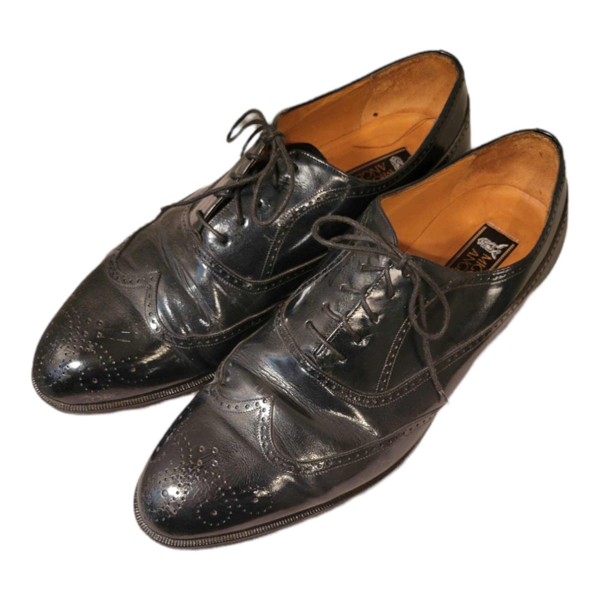 Vintage Blue Leather Wingtip Dress Shoes - Miguel Angel 