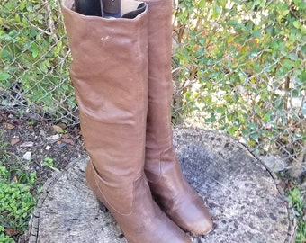 Nine West Brown Leather Sousanna Boots Sz 9 M