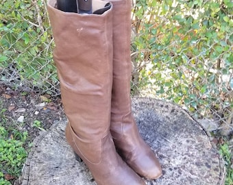 Nine West Brown Leather Sousanna Boots Sz 9 M