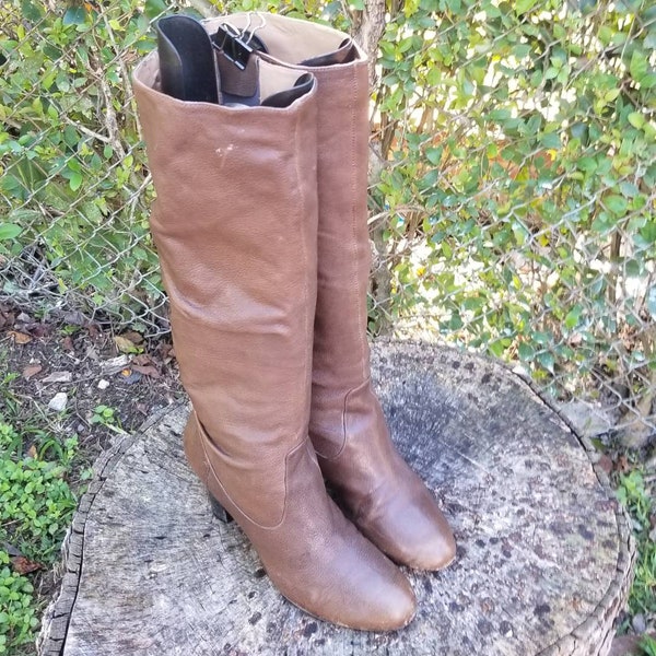 Nine West Brown Leather Sousanna Boots Sz 9 M