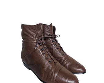 Maine Woods Charly Leather Lace-up Brown Women's Booties Boots Sz 6.5
