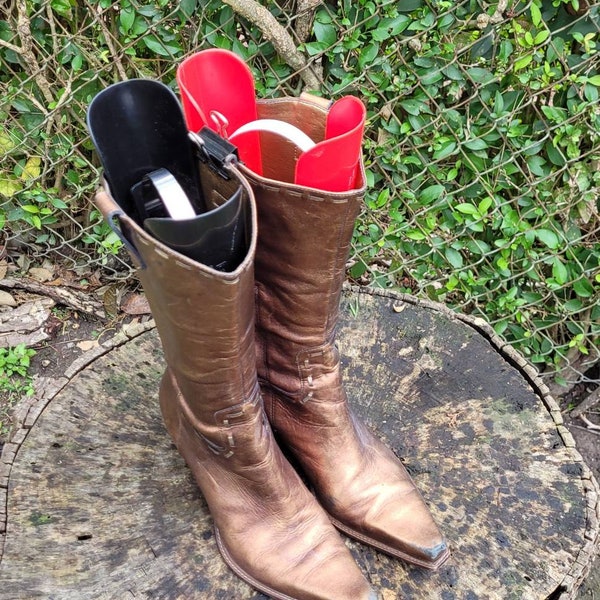 BCBGirls Leather Cowboy Boots Bronze Washed Metallic 7.B/Boho Country Western Style Boots/Rocker Boots