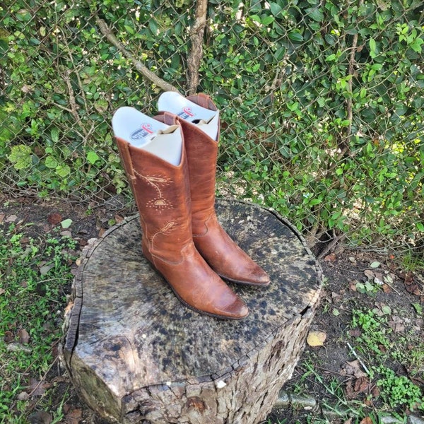 Vintage Matisse Western Boots For Women Size 8M/Brown Leather Cowboy Boots/Go Western Style Cowgirl Boots