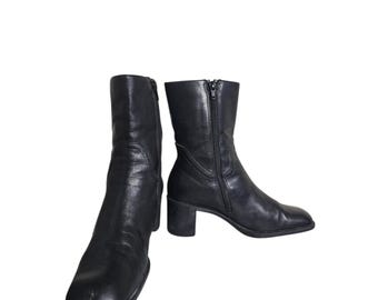 Botines de piel negros con tacón grueso Aerology by Aerosoles 7 M