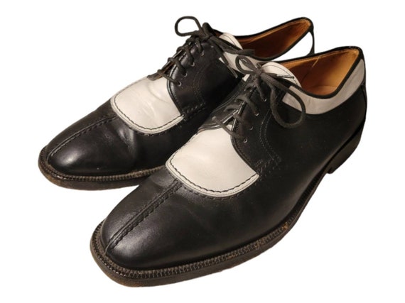 Vintage Two Tone Black White Lace Up Oxford Shoes… - image 3