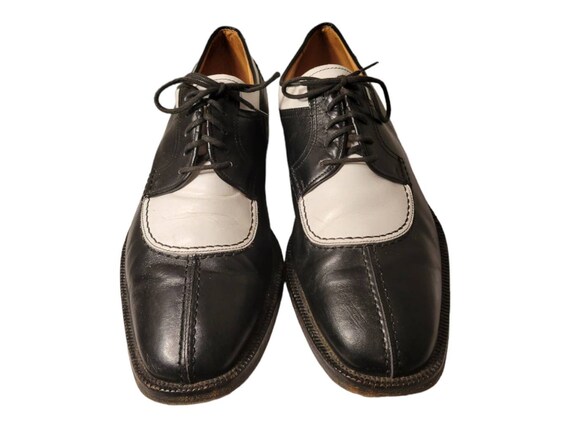 Vintage Two Tone Black White Lace Up Oxford Shoes… - image 9