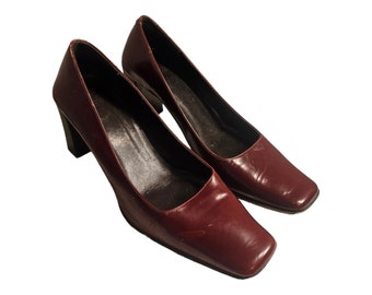 Vintage Coach Womens Shoes Maroon Leather Malorie Heels Pumps Size 7B