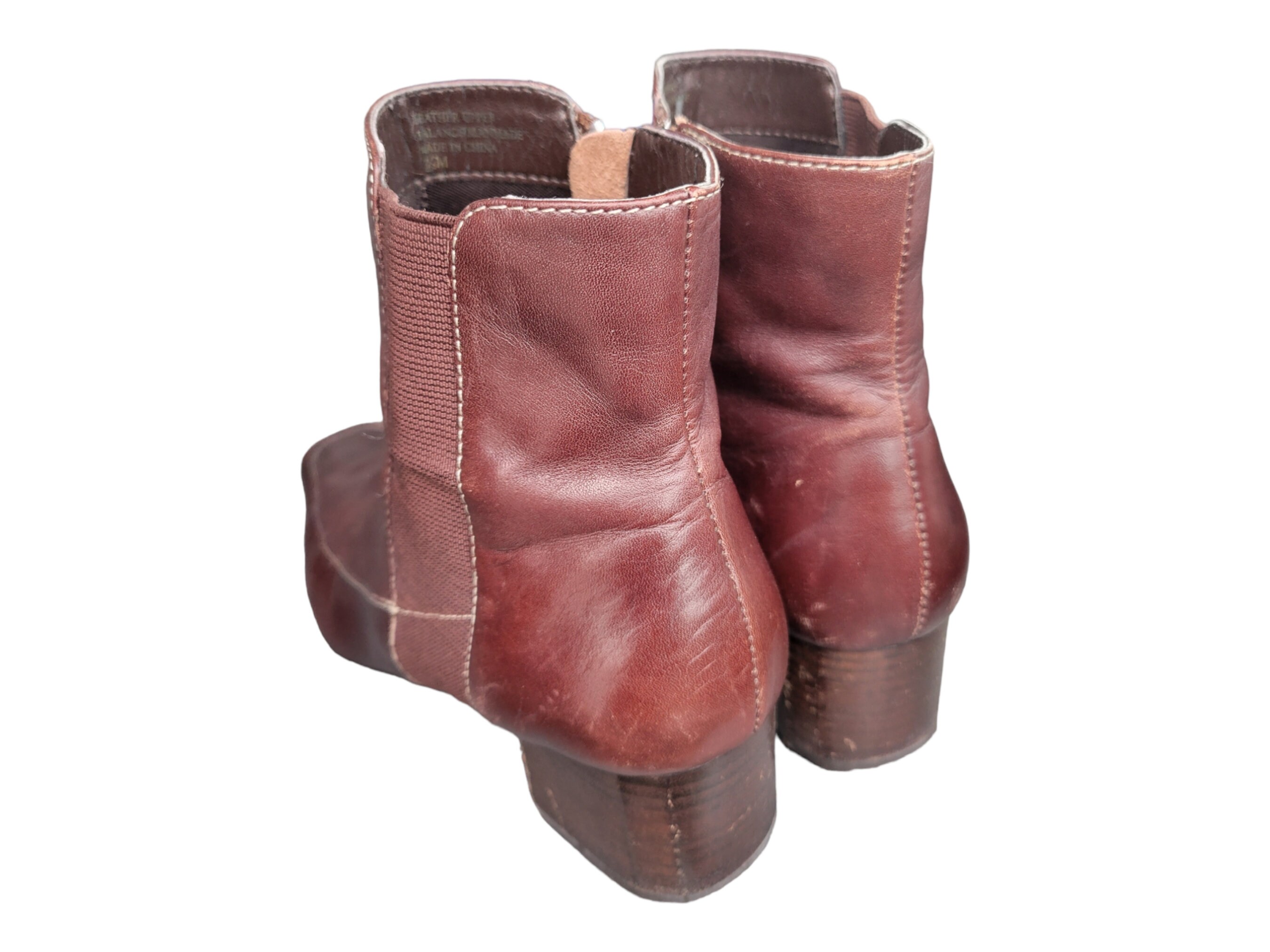 Vintage Anne Klein Ankle Boots Leather Square Toe Elastic Vintage Anne Klein Ankle Boots Leather Square Toe Elastic