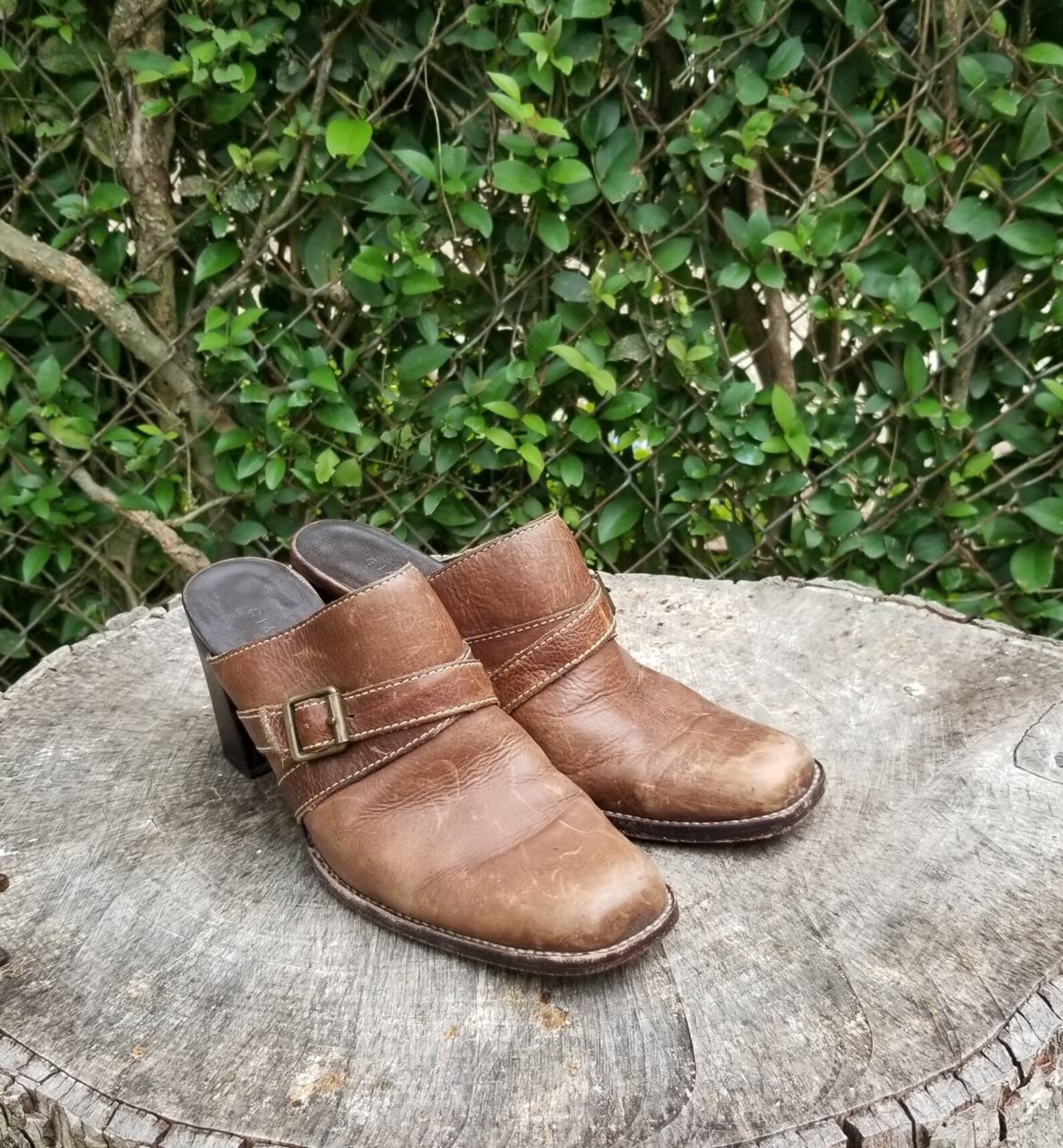 Sz 9.5 Vintage Mules/ Genuine Leather Slide Mules With 3 Etsy