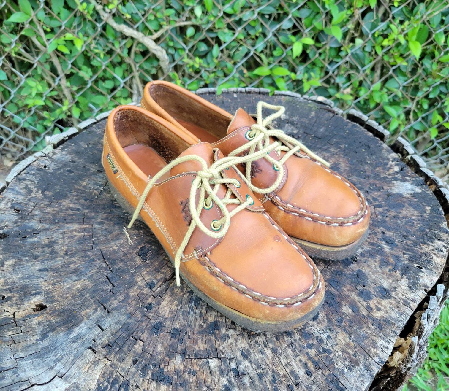 Vintage 1970s Dexter Crepe Sole Hippie Oxford Size 11 M/Genuine Leather Women's Boat Shoes