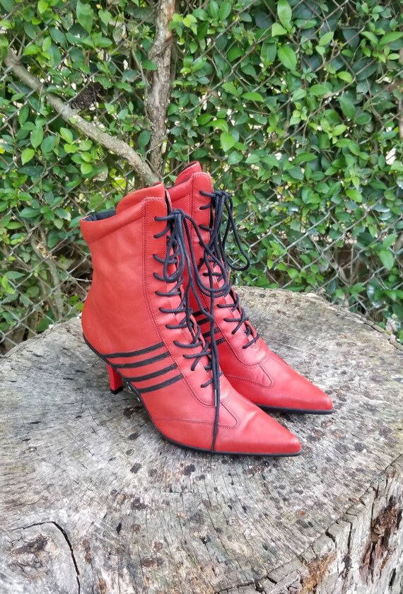 Nine West YUKI Heel Booties/ Red Genuine Leather/