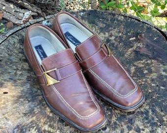 Mocassins Kenneth Cole en cuir marron vintage/chaussures de ville pour hommes