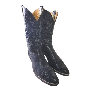 Vintage 11D NOCONA Mens Leather Cowboy Boots Black Genuine  display picture 1