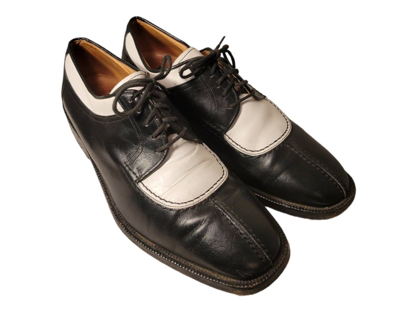 Vintage Two Tone Black White Lace up Oxford Shoes/olivier  display picture 2