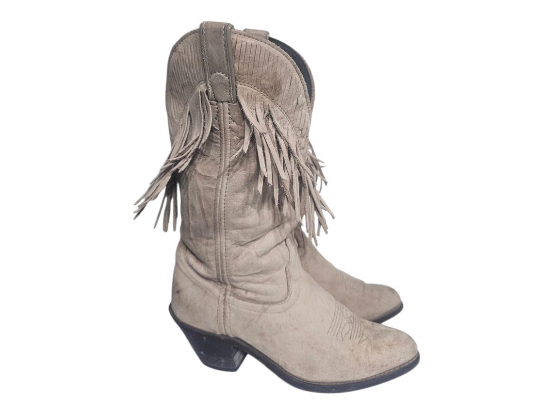 Vintage USA Rodeo Fringe Leather Suede Western Cowgirl Boots 6 M, photo 3 sur 5