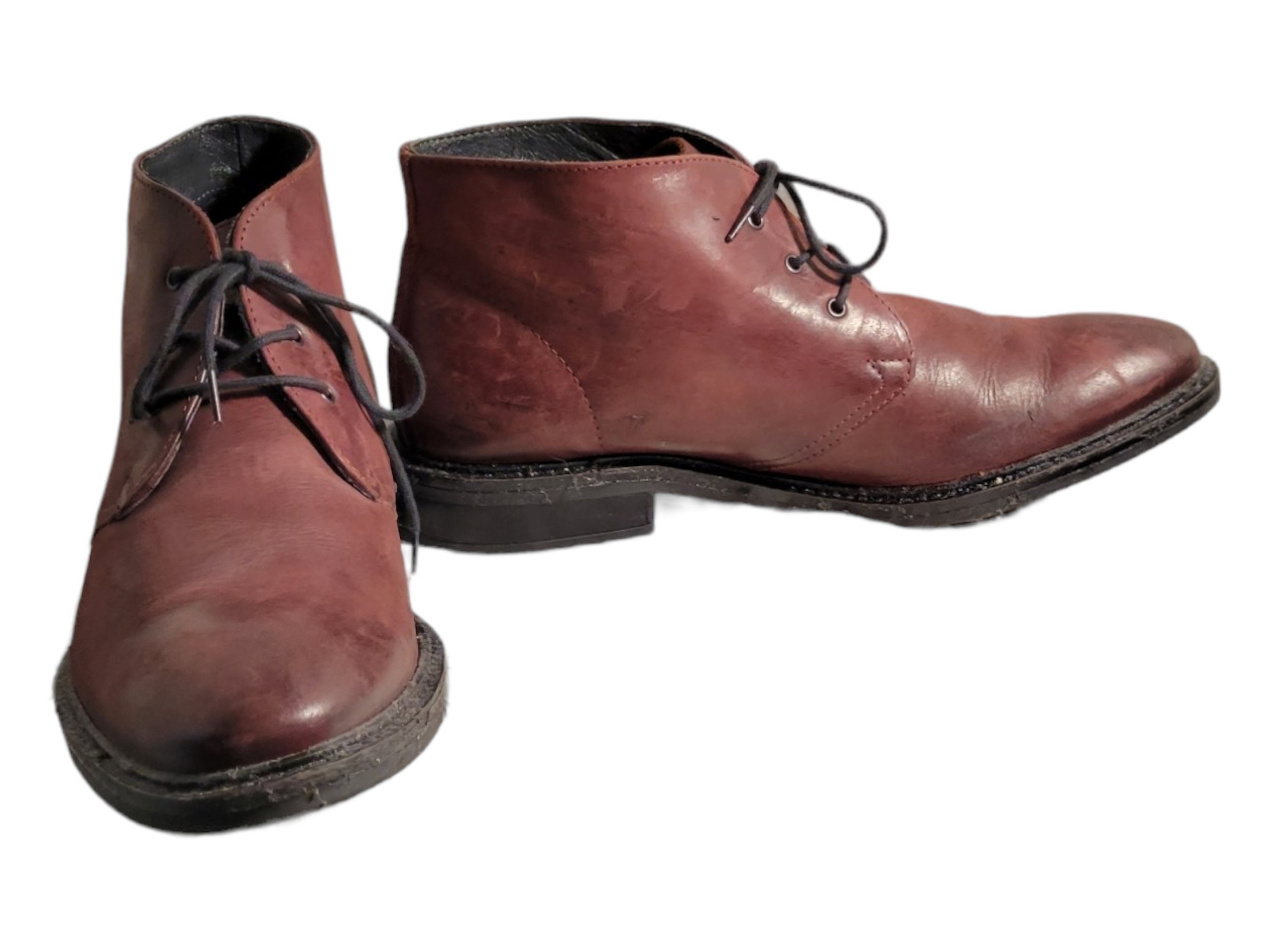 Alfani Lombard Purple Oxblood Leather Lace up Chukka Ankle 