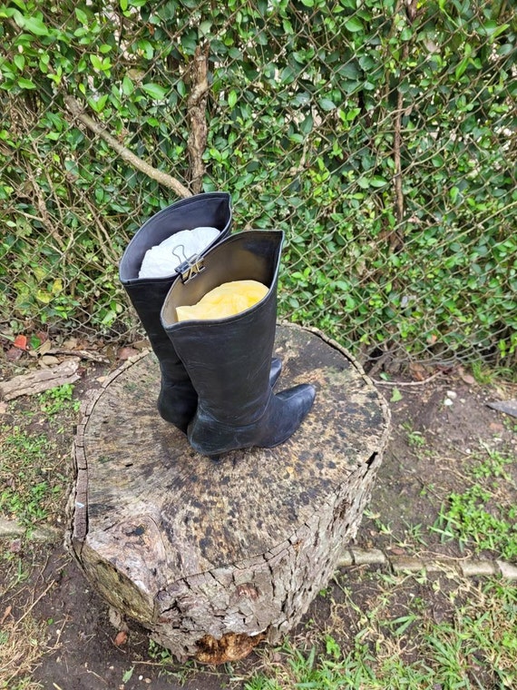 Vintage Women Black Leather Riding Boots By Marc … - image 9