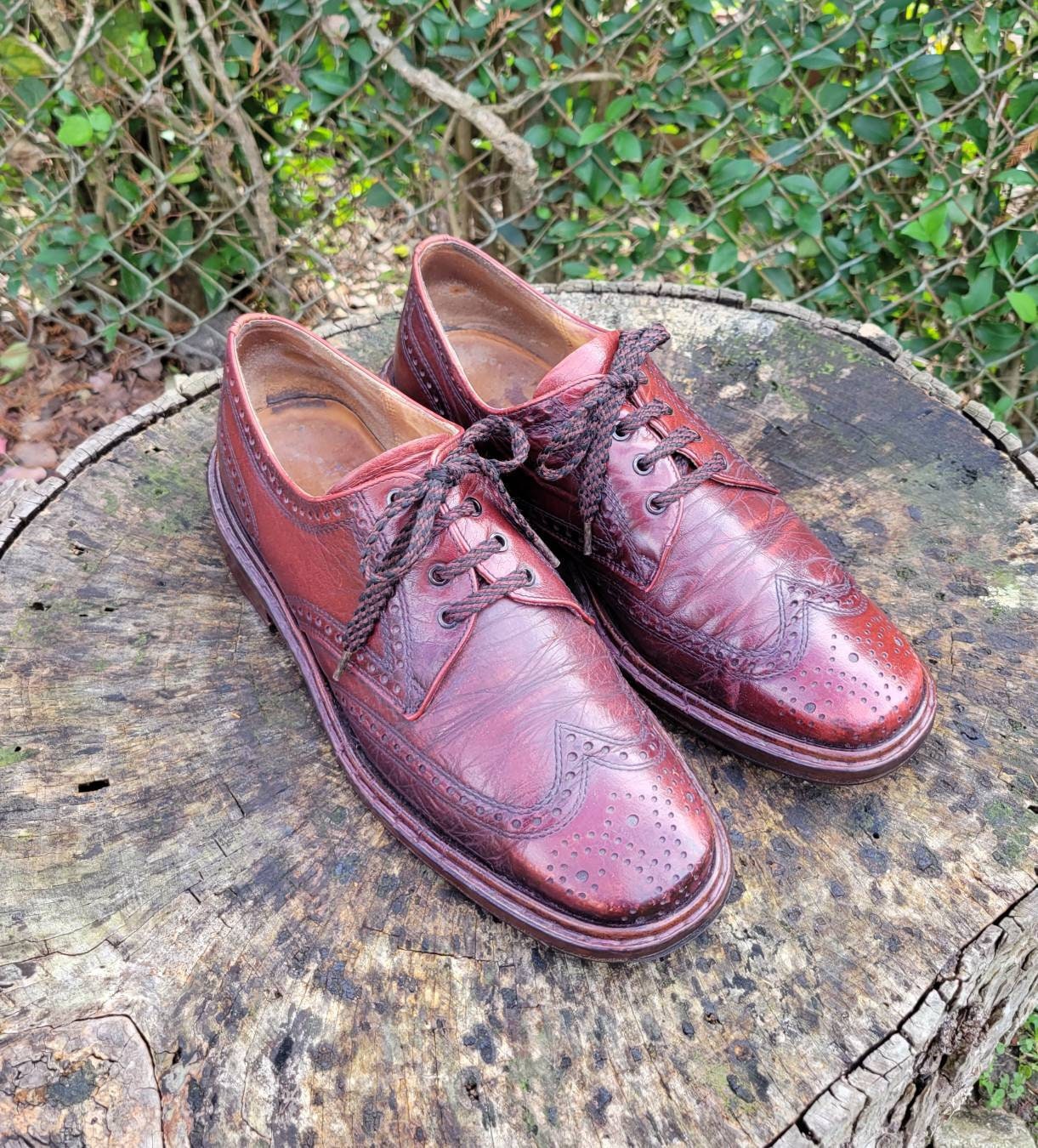 FootJoy Men 9C Dress Shoes Wingtip Burgundy Leather Lace Up USA| Preppy Classic Footjoy Dress Shoes - Etsy main image 3