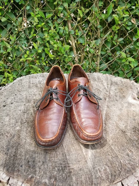 Sz. 7 Vintage Tie Up Shoes/Genuine Leather Slip O… - image 10