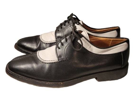 Vintage Two Tone Black White Lace Up Oxford Shoes… - image 7
