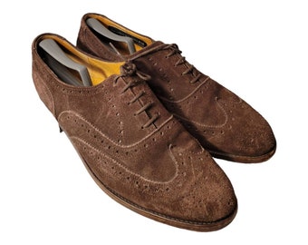 Vintage Blacks From 1883 Suede Wingtip Brogue Shoes - Size 13