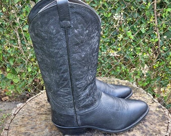 Vintage Schwarze Leder Cowboy Stiefel - Größe 37