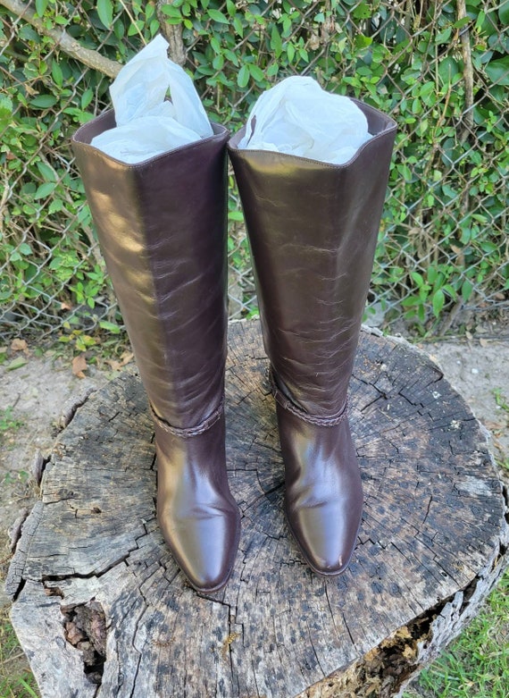 Vintage botte d'équitation céleste des Seychelles/cuir véritable style  occidental bottes à tirer/vintage des années 80-90 -  France