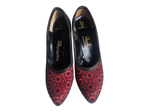 MARTINIQUE Custom Made Red and Black Fabric Pumps… - image 5