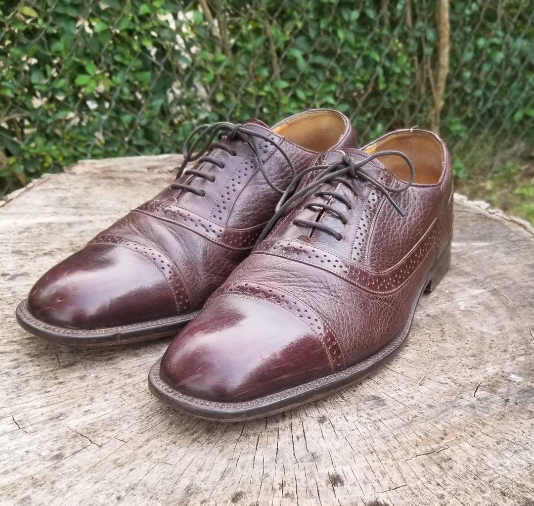 靴 vintage made in italy Derby shoes Vintage Men's Woven Derby Shoes, Italian Brown Leather