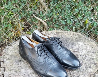 MEZLAN Florence II Black Leather Cap Toe Oxford Shoes/Men's Cap Toe Brogue Oxfords 10.5 M Black Leather Dress Shoes