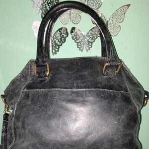 Women Vintage Black Leather Purse By Elliott Lucca/Women Designer Purses/Women Leather Purses