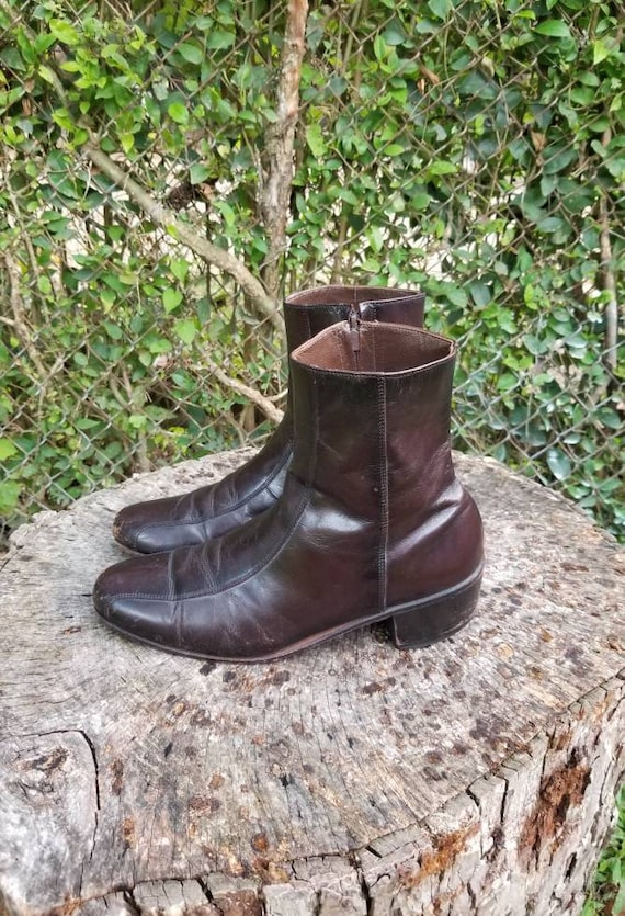 Men 70s 80s FLORSHEIM BEATLE Ankle Boot Leather 9