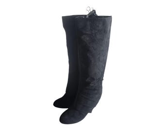 Black Boots Womens Fergalicious Leesa Boot Knee High Vegan Suede