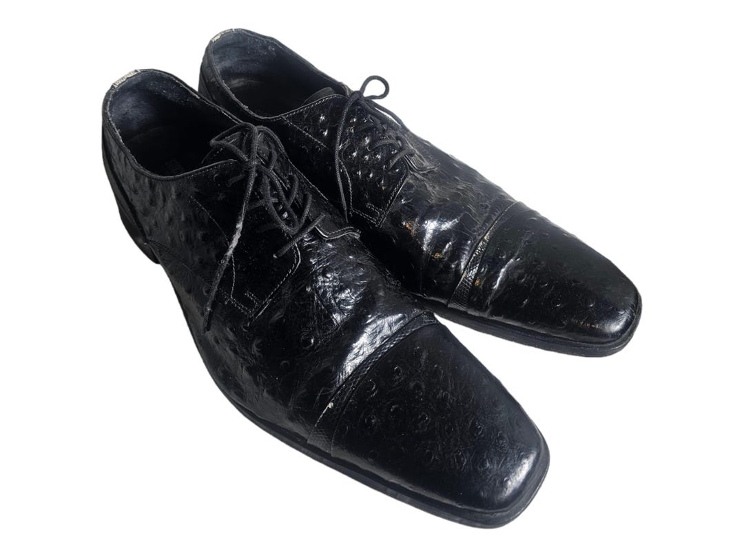 Vintage STACY-ADAMS Kangaroo 6 Eyelet Cap-Toe Derby: US 10.5D Black Vtg 60 main image 3