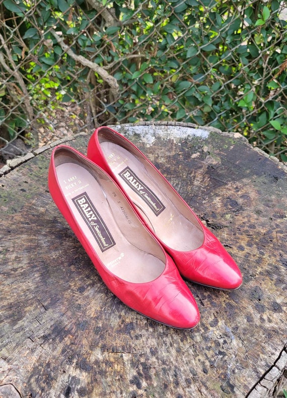 Bally Of Switzerland VICKY Red Leather Pumps Size 