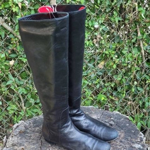 Vintage Flat Riding Boots By Delman/ Size 8 Knee High Zipper Boots